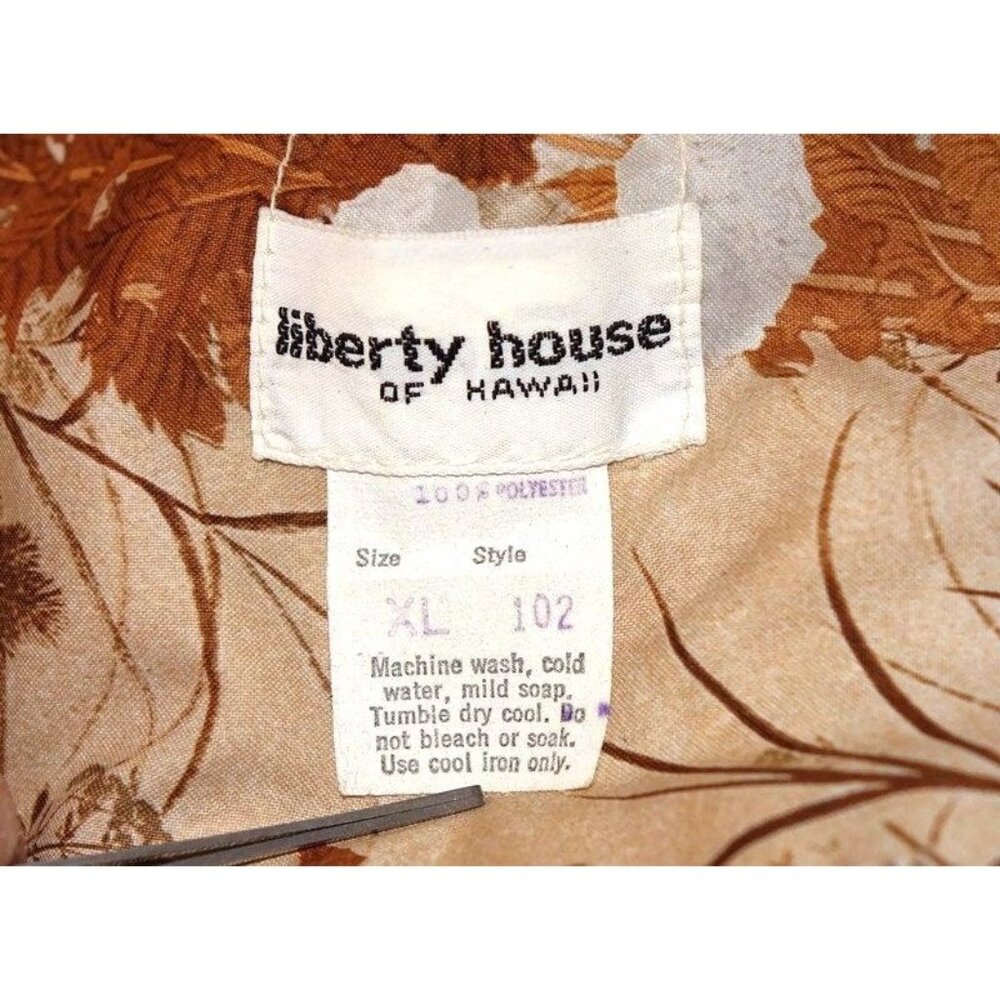 Liberty House of Hawaii Button Down Men XL Tan Vintage Floral Aloha Shirt Hawaii - Picture 2 of 9